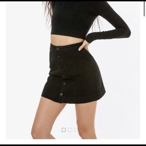 American Apparel black corduroy button down mini skirt size S